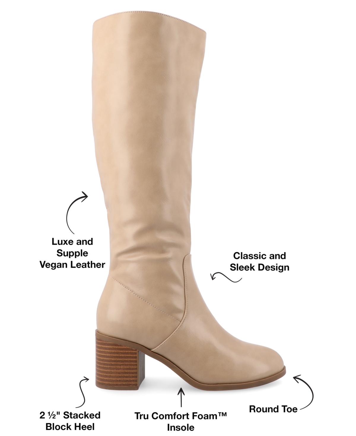Journee Collection Women's Romilly Round Toe Block Heel Knee High Boots
