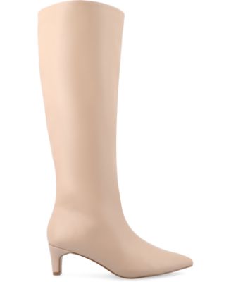 Women's Tullip Kitten Heel Pointed Toe Knee High Dress Boots