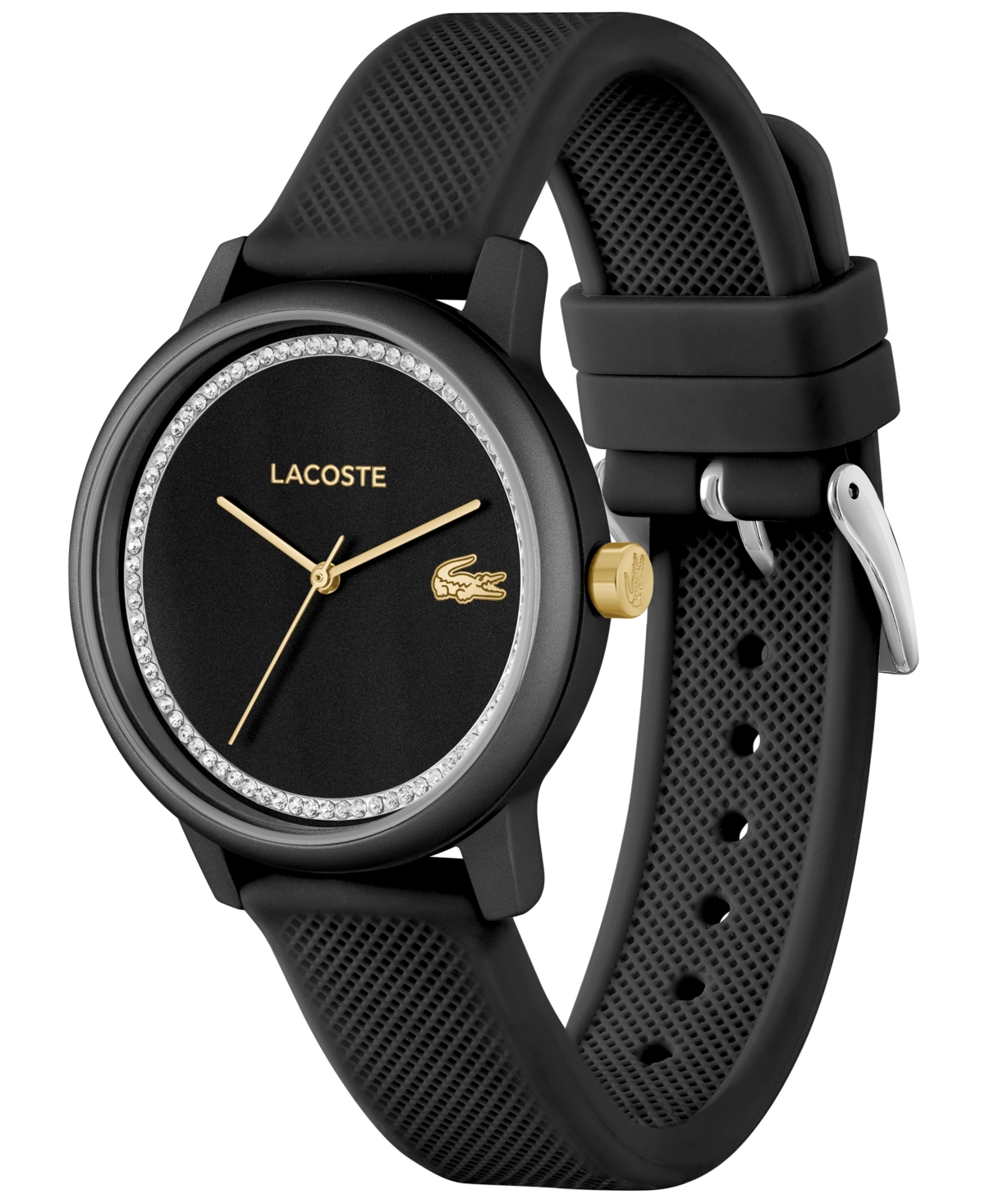 Shop Lacoste Women's L.12.12 Go Quartz Black Silicone Strap Watch 36mm