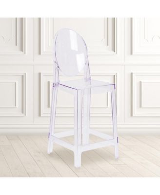 Ghost Counter Stool In Transparent Crystal With Oval Back