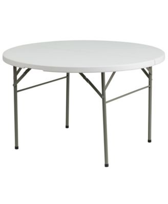 4-Foot Round Bi-Fold Plastic Banquet And Event Folding Table With Carrying Handle