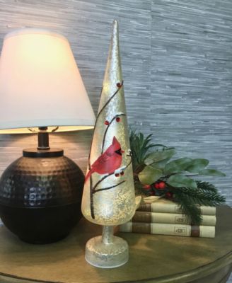16" Glass LED Cardinal Tree
