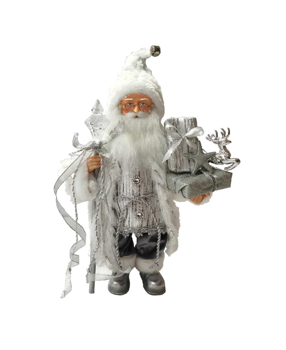 15" Gift Bearer Santa - Silver