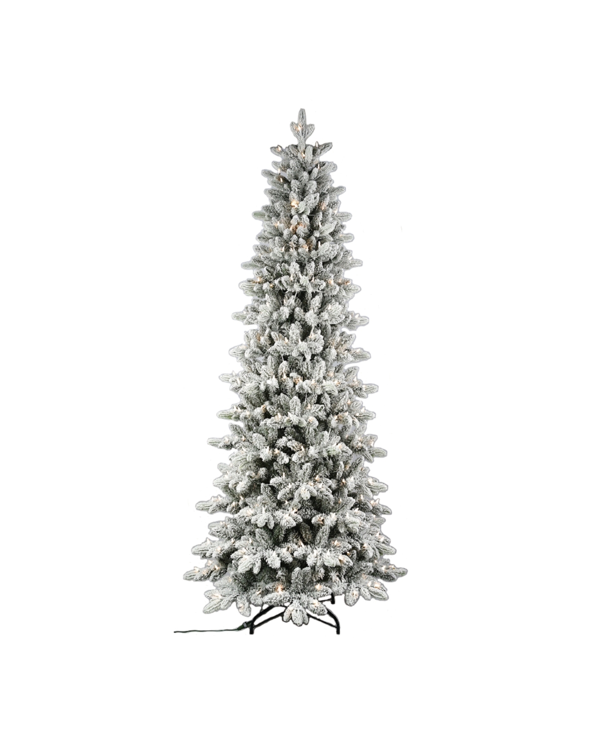 7.5' Prelit Flocked Tree, Polyethylene and Polyvinyl Chloride - White