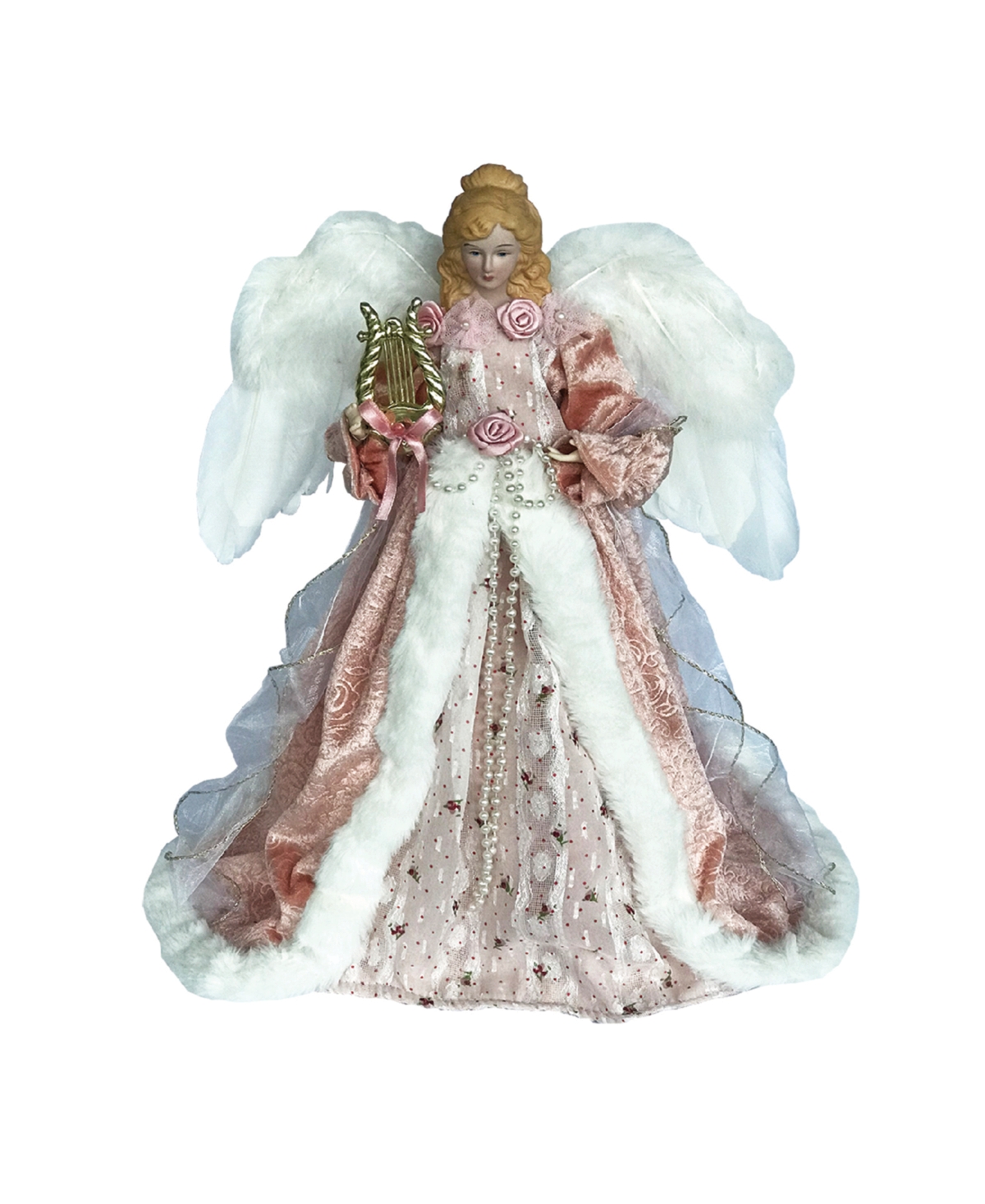 16" Mauve Victorian Angel Tree Topper - Pink