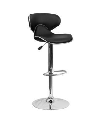 Contemporary Cozy Mid-Back Vinyl Adjustable Height Barstool