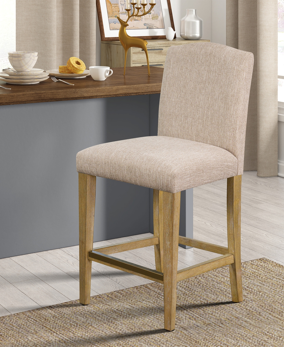 Shop Martha Stewart Collection Martha Stewart Connor 25" High Fabric Upholstered Counter Stool In Tan