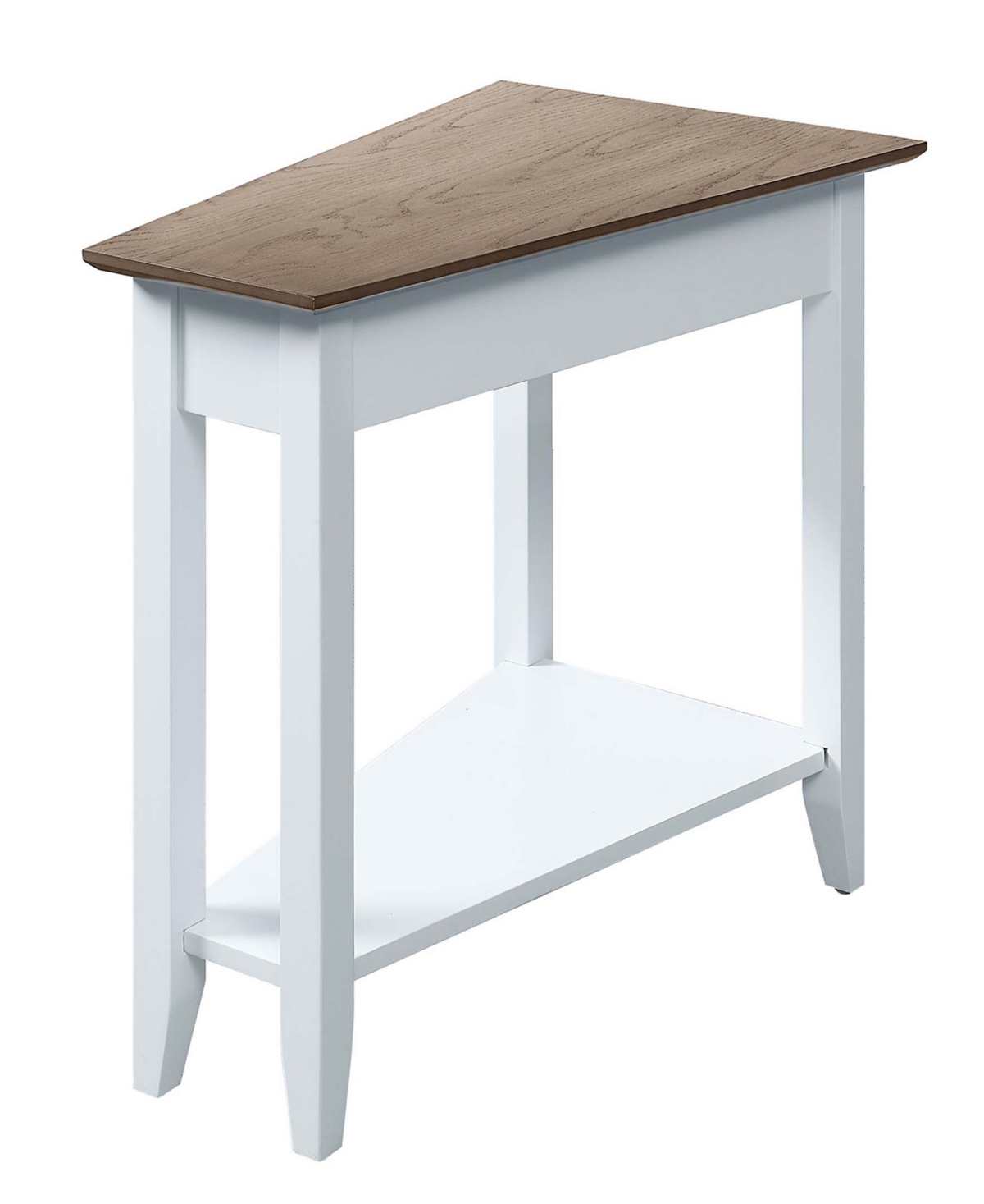 Convenience Concepts 24" Rubber Wood Ah Wedge End Table With Shelf In Driftwood,white