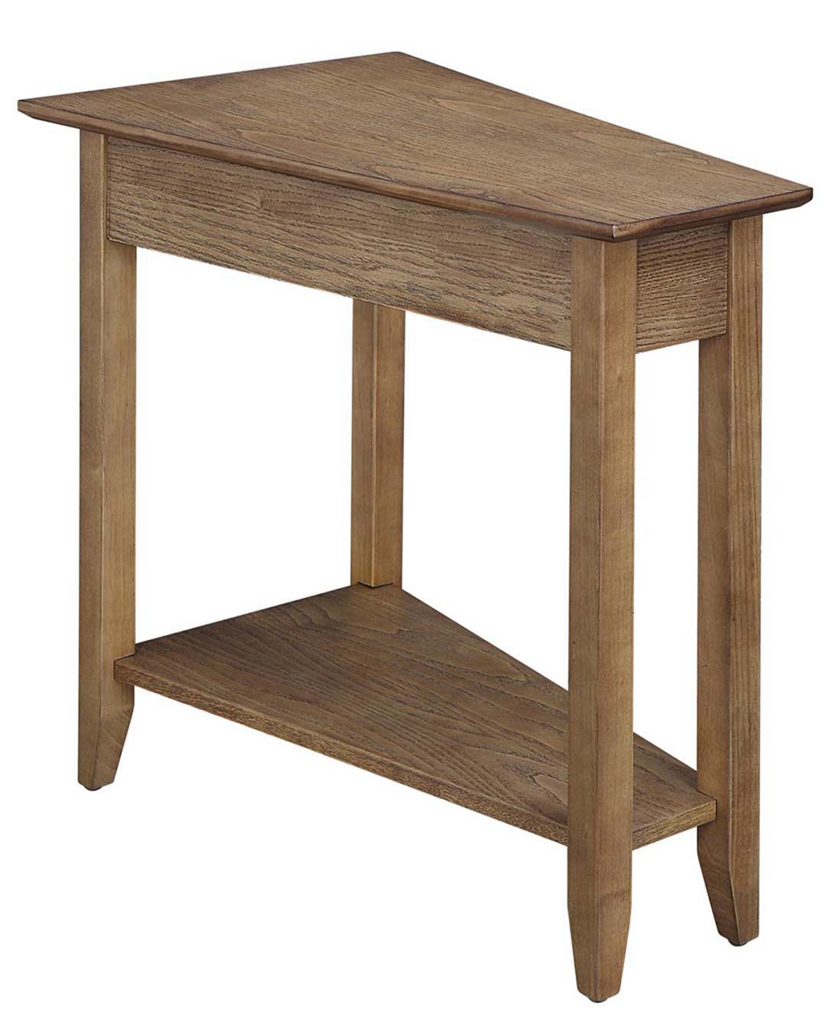 Convenience Concepts 24" Rubber Wood Ah Wedge End Table With Shelf In Driftwood