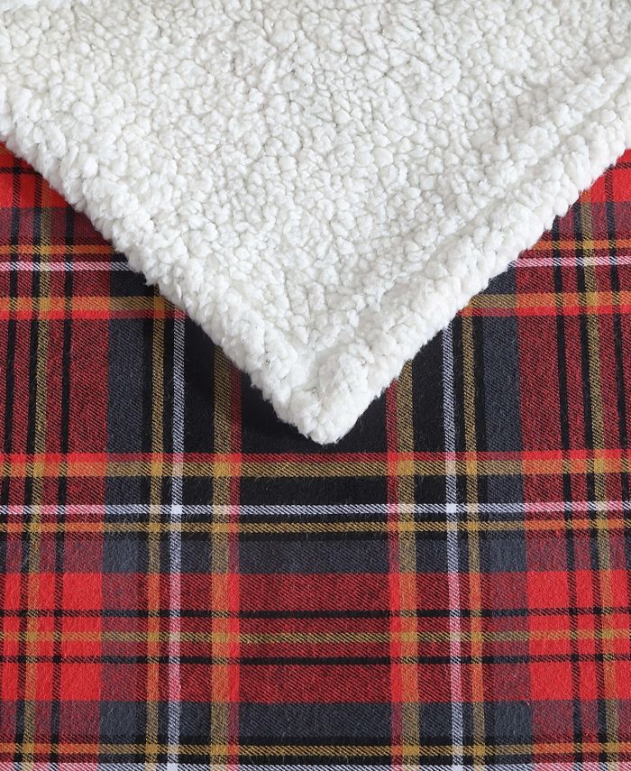 Eddie Bauer Mountain Tartan Cotton Yarn Dye Flannel Reversible Throw