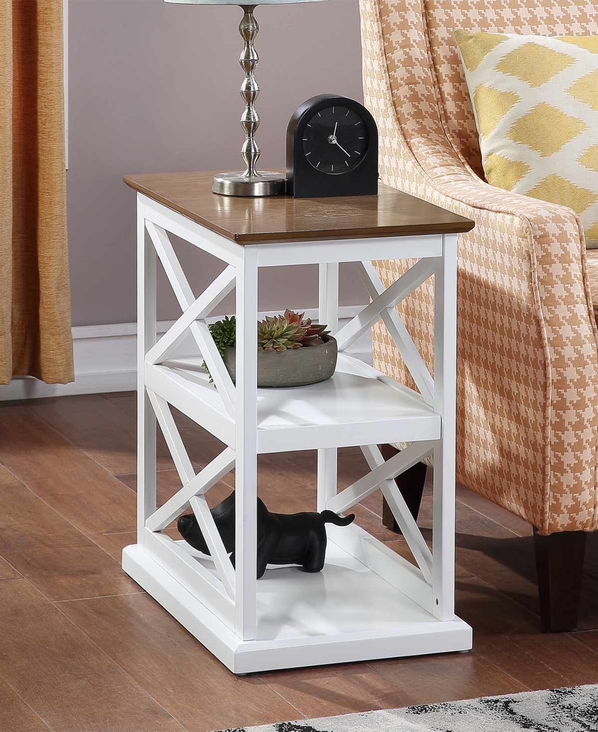 Convenience Concepts 14" Rubber Wood Coventry Chairside End Table In Driftwood,white