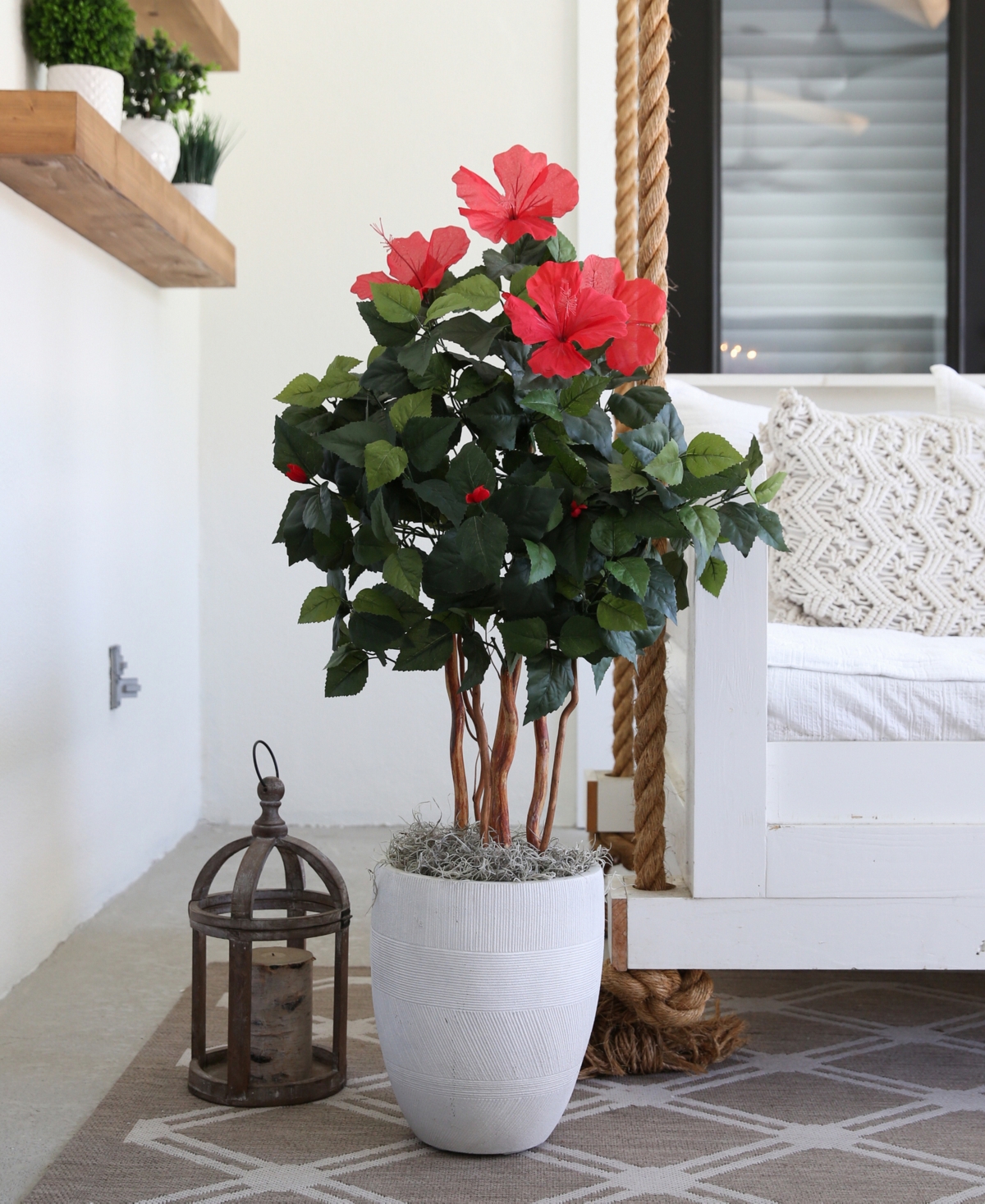 Nearly Natural 36" Artificial Hibiscus Tree In Green