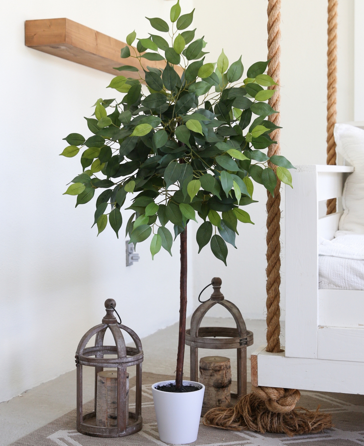 Nearly Natural 48" Artificial Ficus Tree With Decorative Planter In Green
