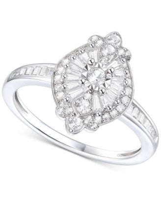 Promised Love - Diamond Baguette & Round Ring (1/2 ct. t.w.) in Sterling Silver