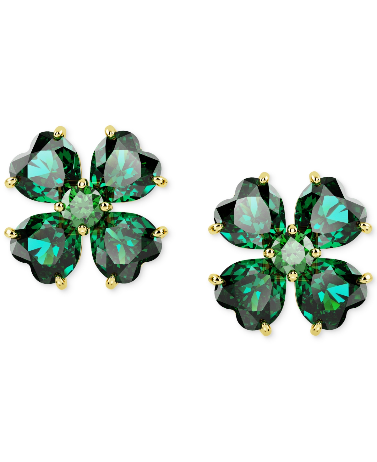 Shop Swarovski Gold-tone Idyllia Green Crystal Stud Earrings