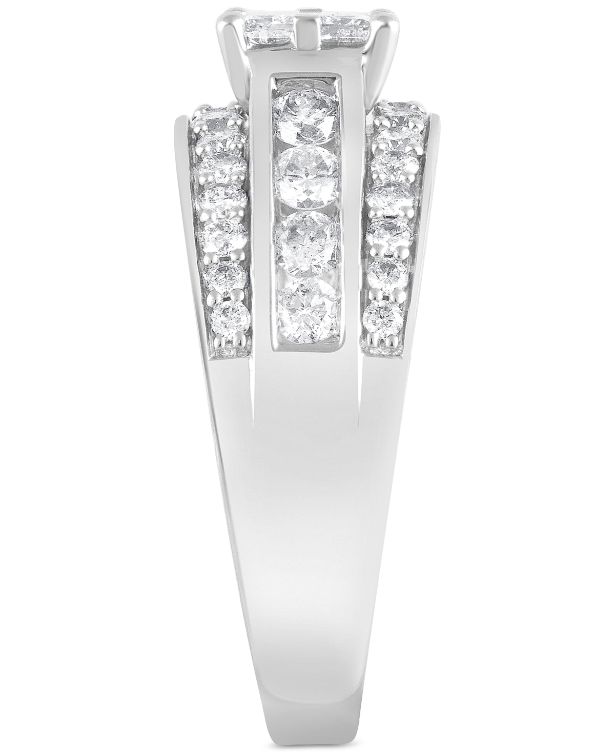 Diamond Princess Shaped Cluster Multirow Engagement Ring (1-1/2 ct. t.w) in 14k- White Gold