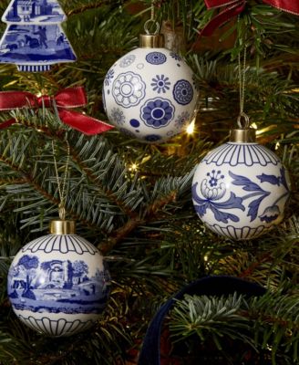Blue Italian Bauble Ornaments, Set of 3
