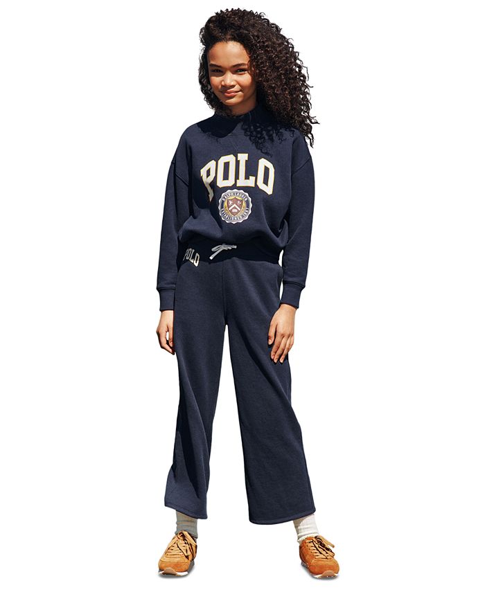 Polo Ralph Lauren Big Girls Logo Fleece Wide-Leg Sweatpants - Macy's