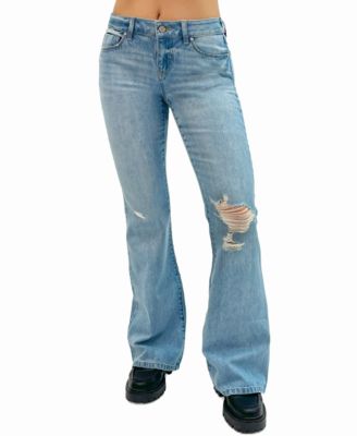 Rewash - Women's Low-Rise Distressed Flare Jeans