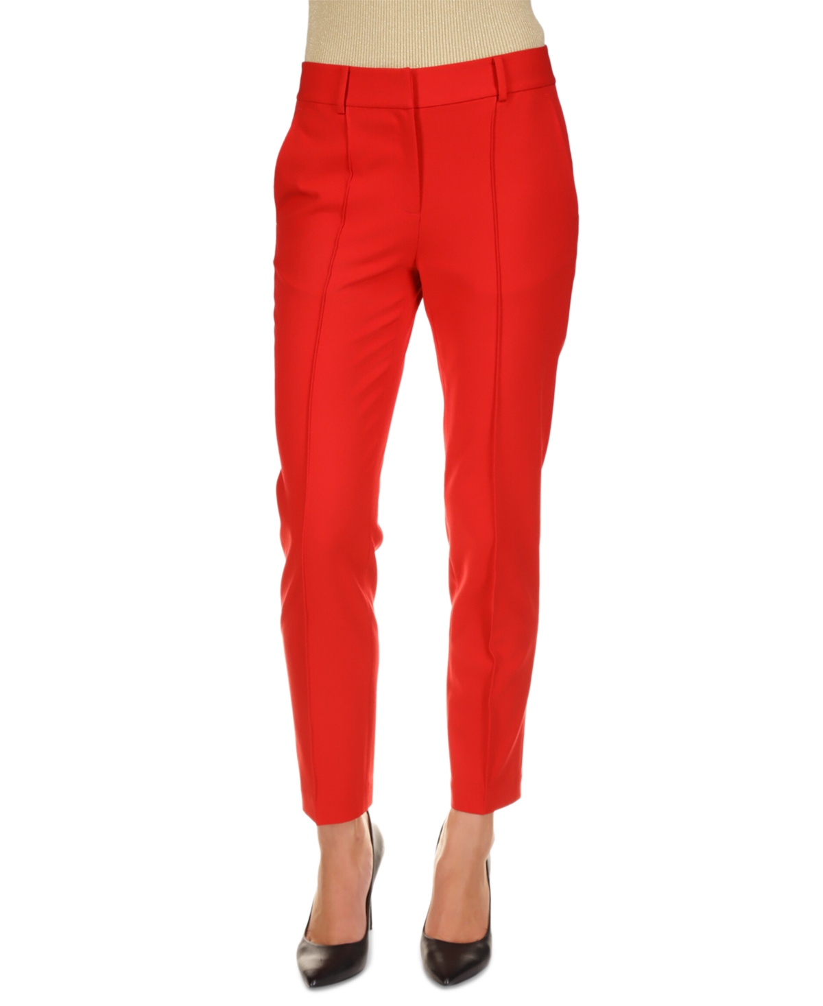 Michael Kors Michael  Women's Slim-fit Ankle Pants, Regular & Petite In Crimson