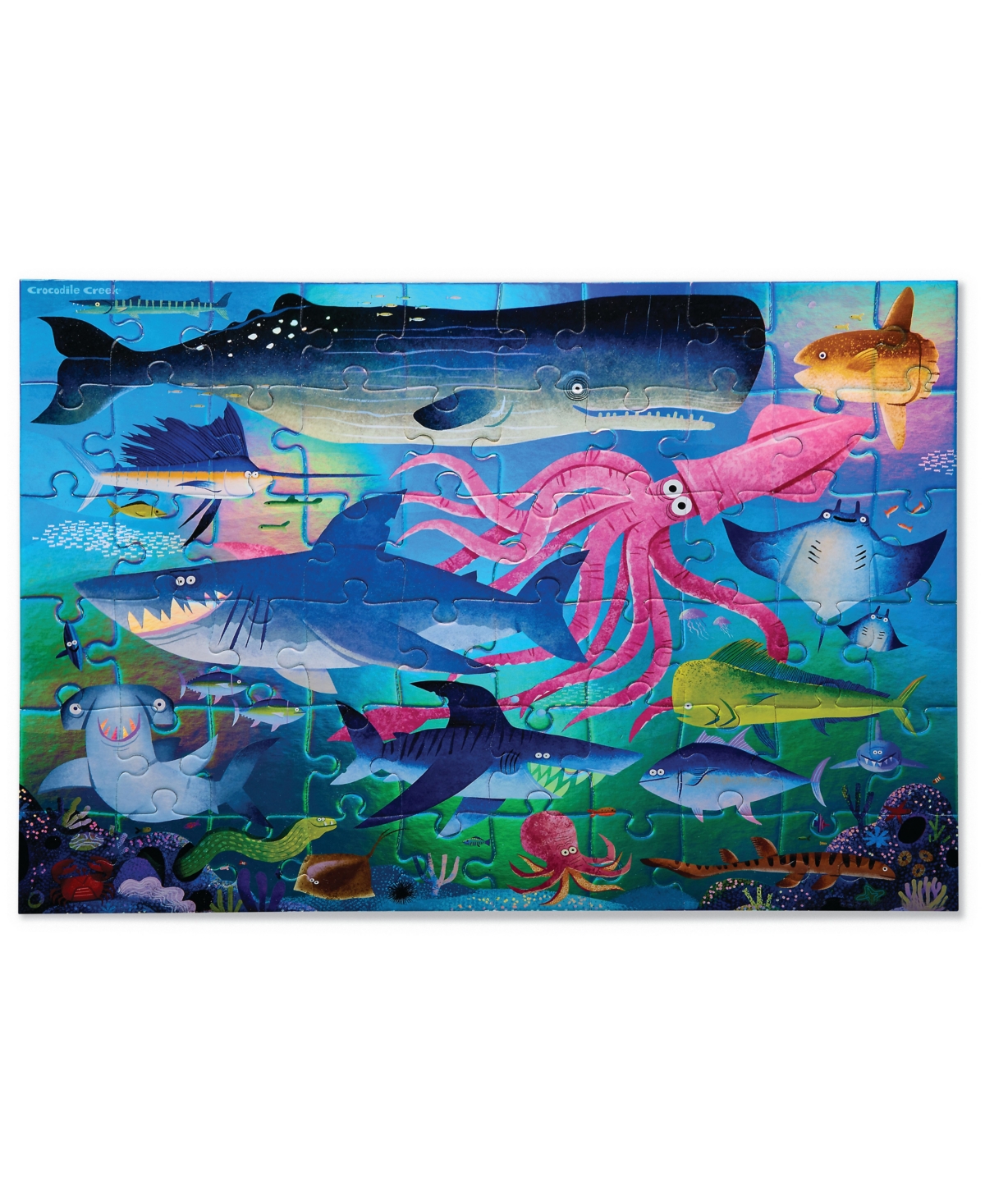 Crocodile Creek Shimmering Sharks Holographic Foil Puzzle, 60 Pieces In No Color