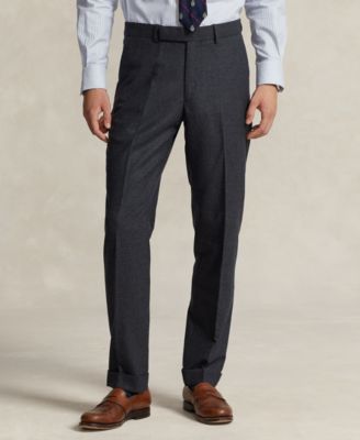 폴로 랄프로렌 Polo Ralph Lauren Mens Stretch Wool-Blend Flannel Suit Trousers,Dark Grey