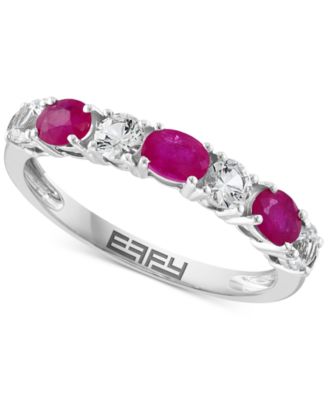 EFFY&reg; Blue & White Sapphire (1-1/10 ct. t.w.) Band in 14k White Gold. (Also available in Emerald and Ruby)