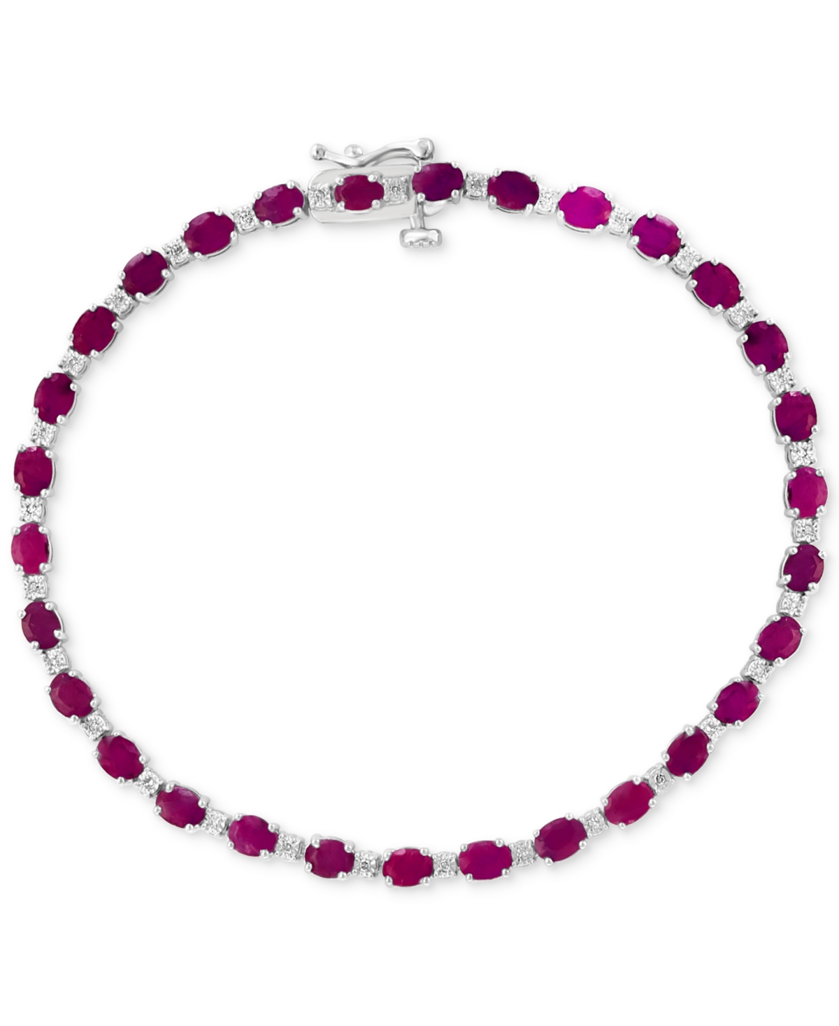 Effy Ruby (6-1/3 ct. t.w.) & Diamond (1/20 ct. t.w.) Link Bracelet - Sterling Silver