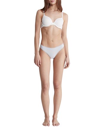 Calvin Klein Women's Lace-Trim Thong Underwear QD3837 - ShopStyle