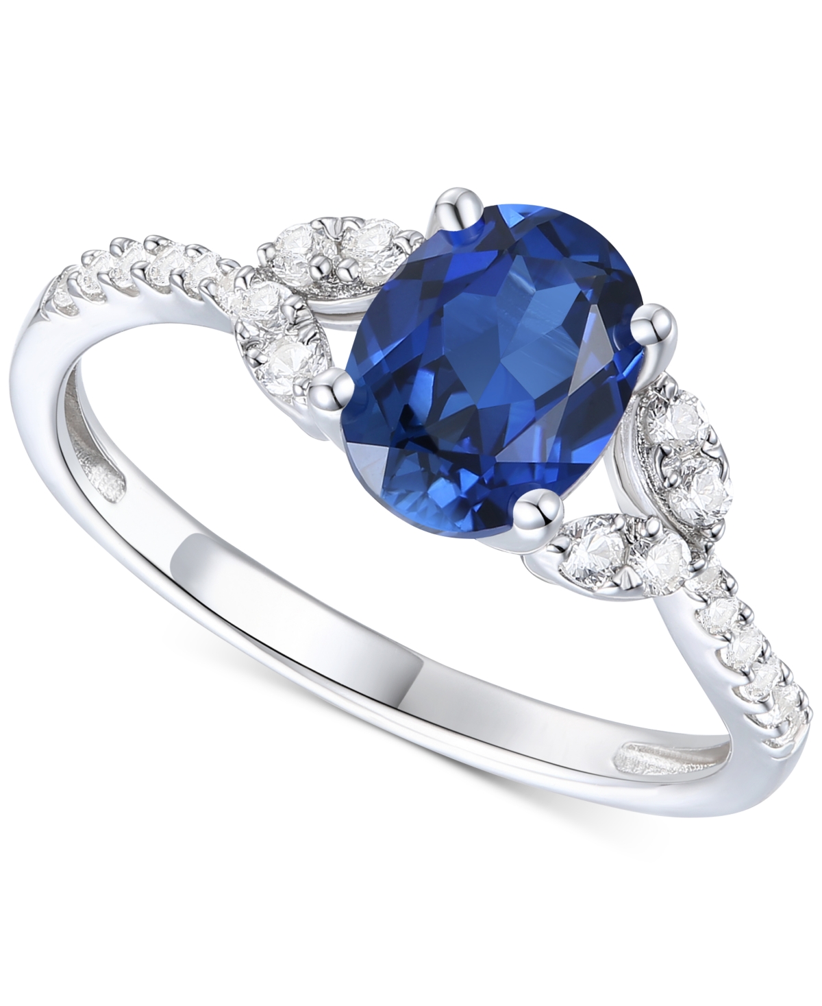 Citrine (1 ct. t.w.) & Lab-Grown White(1/4 ct. t.w.) Ring in 14k Gold-Plated Sterling Silver (Also in Additional Gemstones) - Sapphire