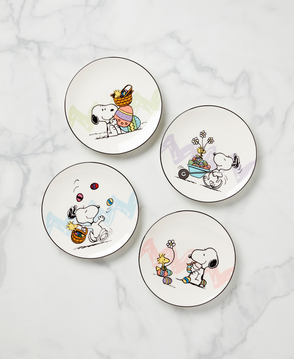 Lenox Peanuts Easter Accent Plates, Set Of 4 In Multi And Ivory