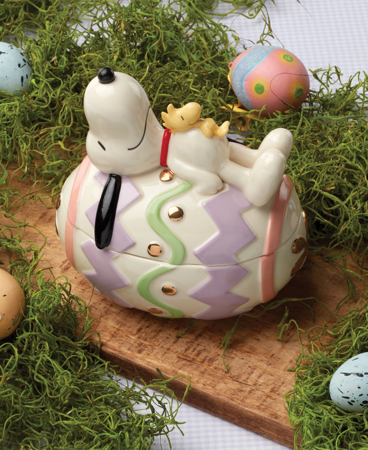 Lenox Peanuts Snoopy & Woodstock Covered Candy Dish In Multi And Ivory