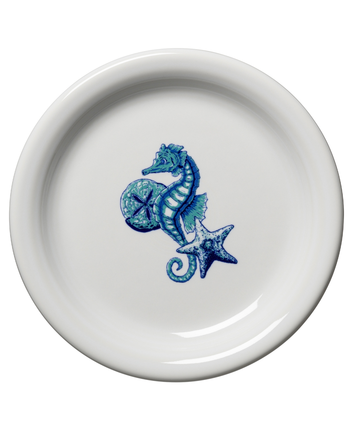 Coastal Seahorse Appetizer Plate - Multi Color Design With Coastal Colors
