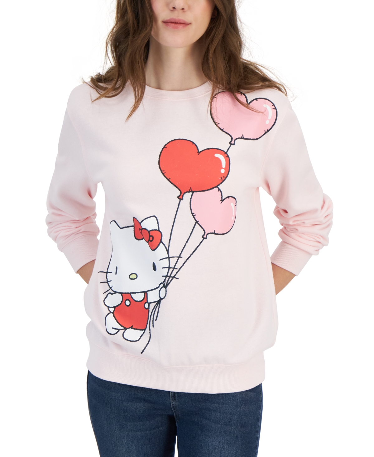 Love Tribe Trendy Plus Size Hello Kitty Graphic-print Sweatshirt In Barely Pink