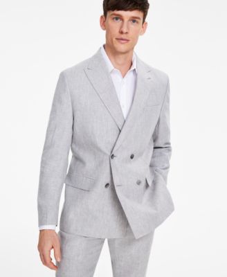 Tommy Hilfiger - Men's Modern-Fit Double-Breasted Linen Suit Jacket