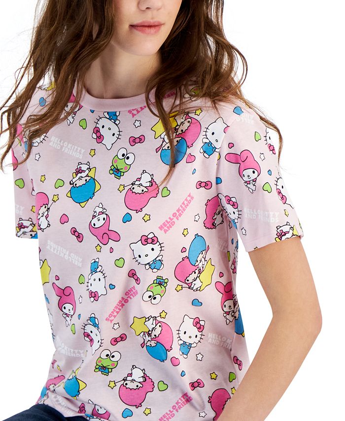 Love Tribe Juniors' Short-Sleeve Hello Kitty Print T-Shirt - Macy's