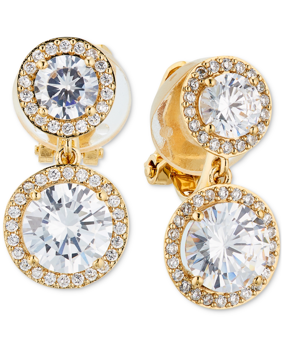 Eliot Danori Cubic Zirconia Round Halo Drop Clip-on Earrings In Gold