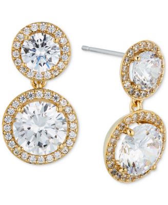 Eliot Danori Cubic Zirconia Round Halo Drop Earrings - Gold 49$