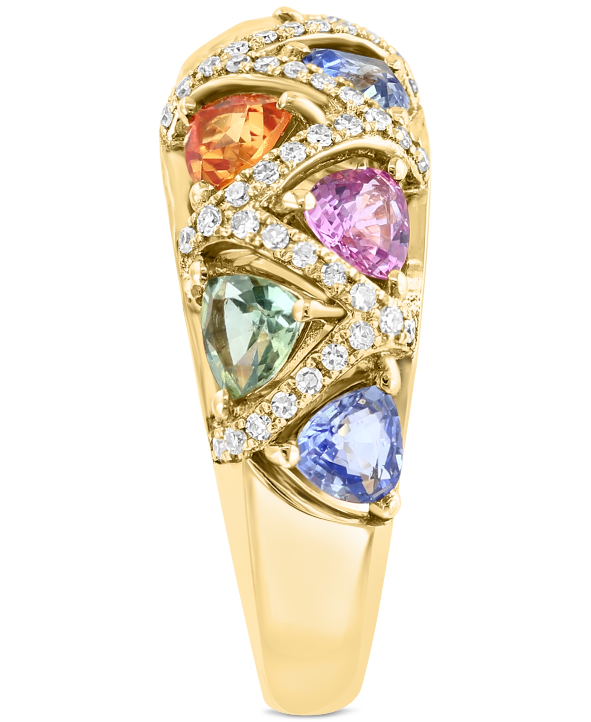 Effy Multi-Sapphire (2-3/8 ct. t.w.) & Diamond (1/5 ct. t.w.) Openwork Ring in 14k Gold