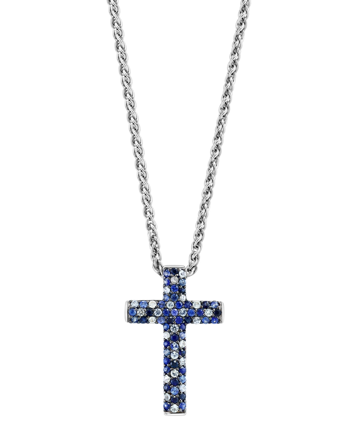 Effy Collection Effy Sapphire Ombre Cross 18" Pendant Necklace (2-1/2 Ct. T.w.) In Sterling Silver