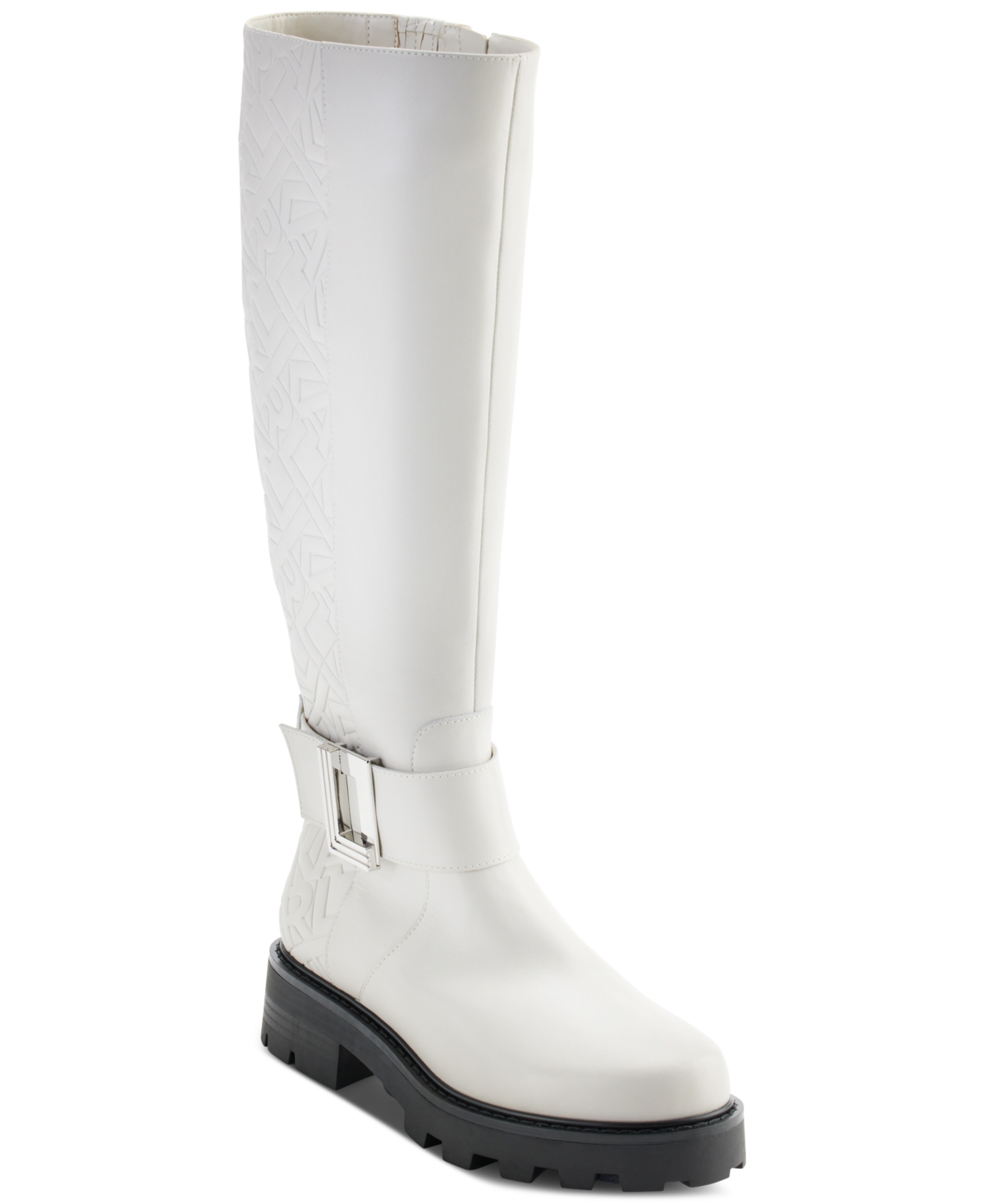 Karl Lagerfeld Women's Meara Buckled Riding Boots In Sw:soft White