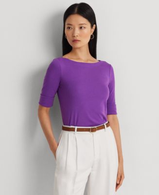Ralph Lauren★Stretch Cotton Boatneck T-Shirt Stretch Cotton Boatneck Tee