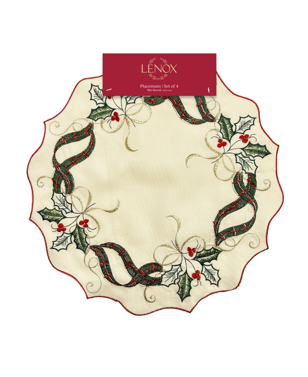Shop Lenox Holiday Embroidered 4 Pack Placemats, Set In White