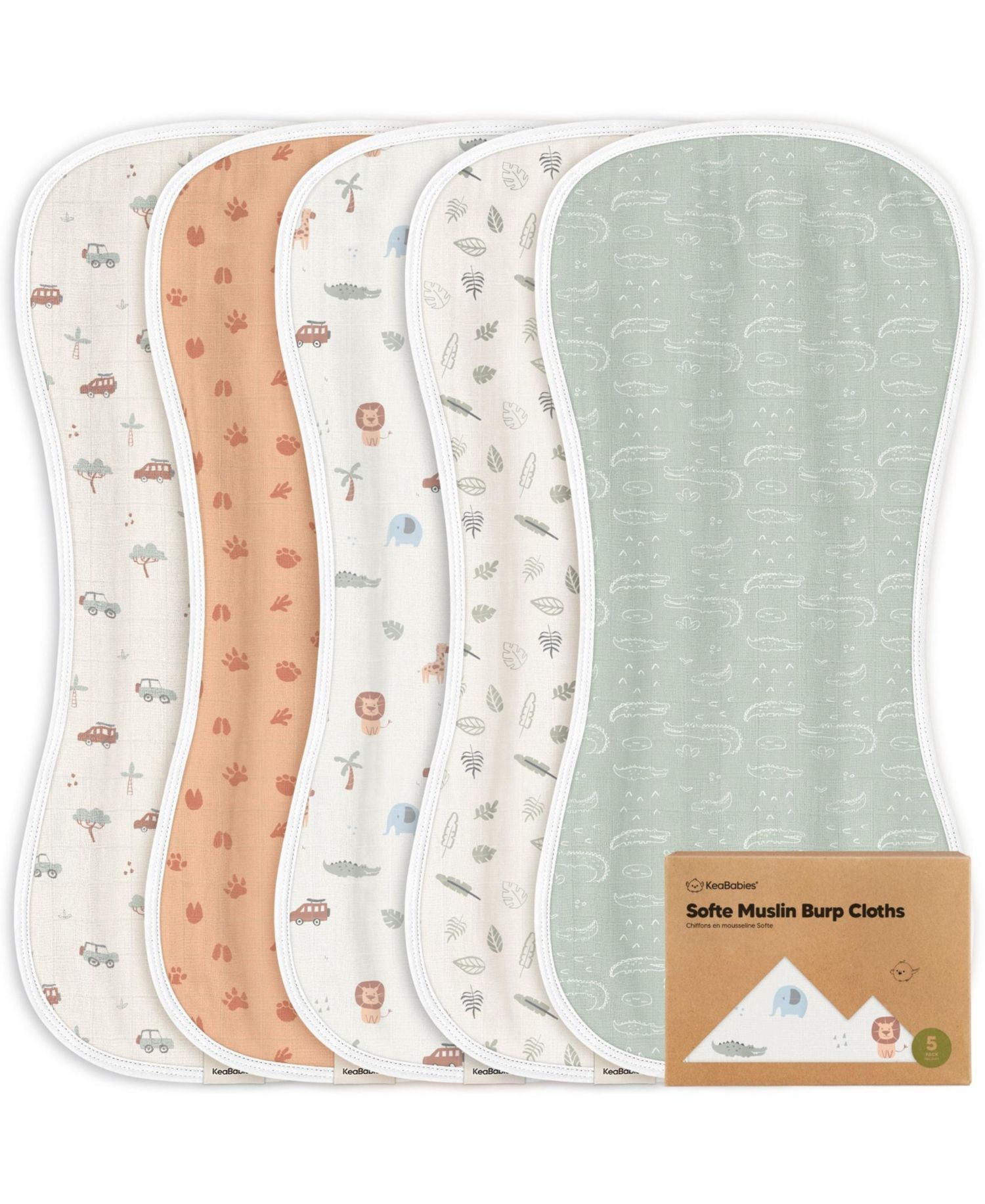 5pk Softe Muslin Burp Cloths for Baby Girls and Boys, Organic Burping Cloths for Babies, Baby Burp Clothes