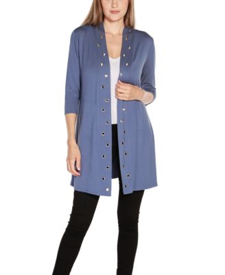 Women's Grommet-Trim Duster Open Front Cardigan Top