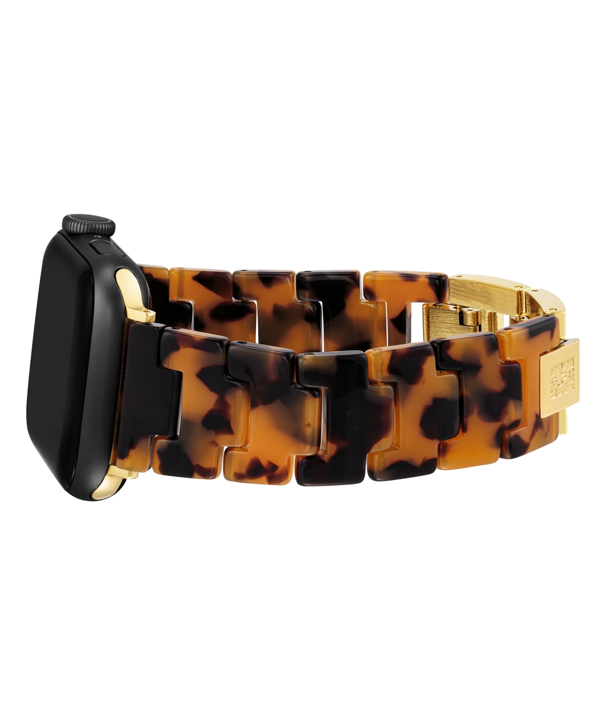 Shop Anne Klein Women's Tortoise Acetate And Gold-tone Alloy Bracelet Compatible With 42/44/45/ultra/ultra 2 Apple W In Tortoise,gold-tone
