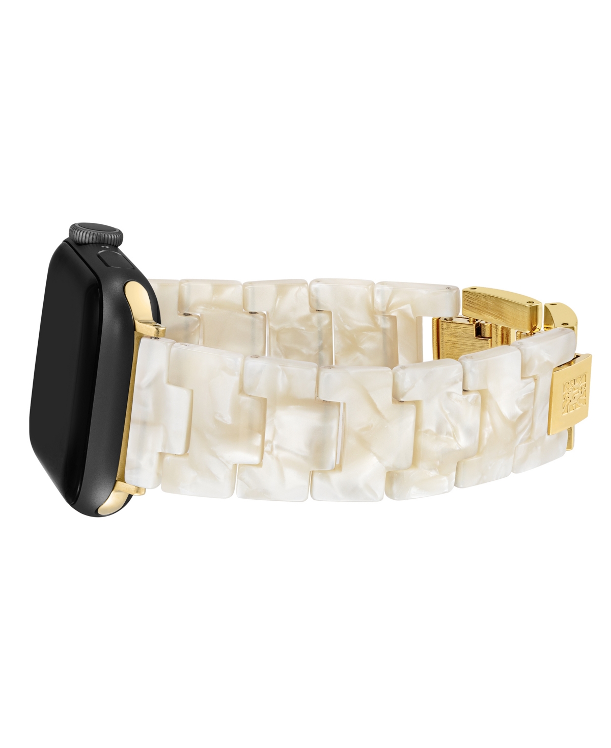 Shop Anne Klein Women's Ivory Acetate And Gold-tone Alloy Bracelet Compatible With 42/44/45/ultra/ultra 2 Apple Watc In Ivory,gold-tone