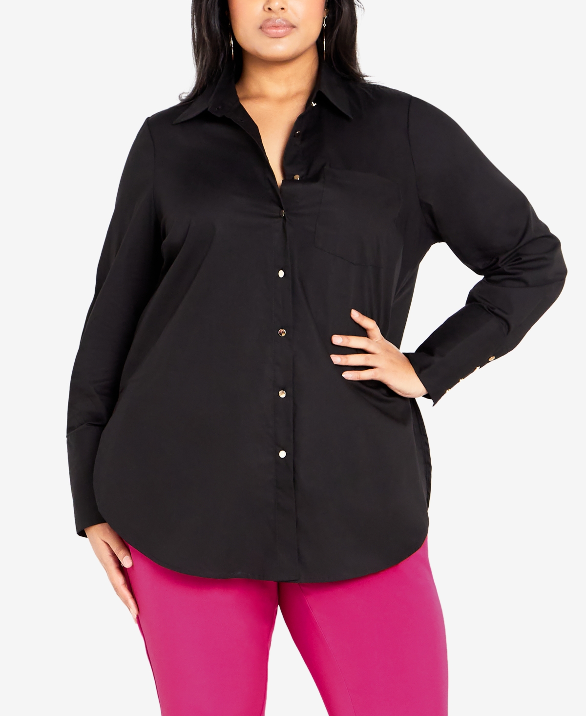 City Chic Trendy Plus Size Sabine Collared Shirt Top