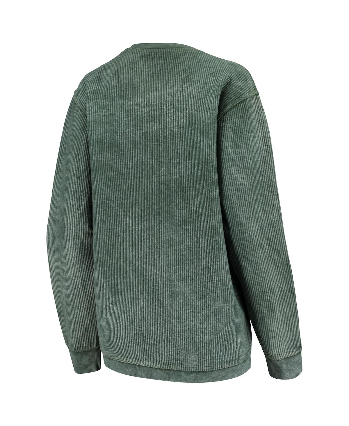 PRESSBOX WOMEN'S PRESSBOX GREEN DISTRESSED MICHIGAN STATE SPARTANS COMFY CORD VINTAGE-LIKE WASH BASIC ARCH PU 
