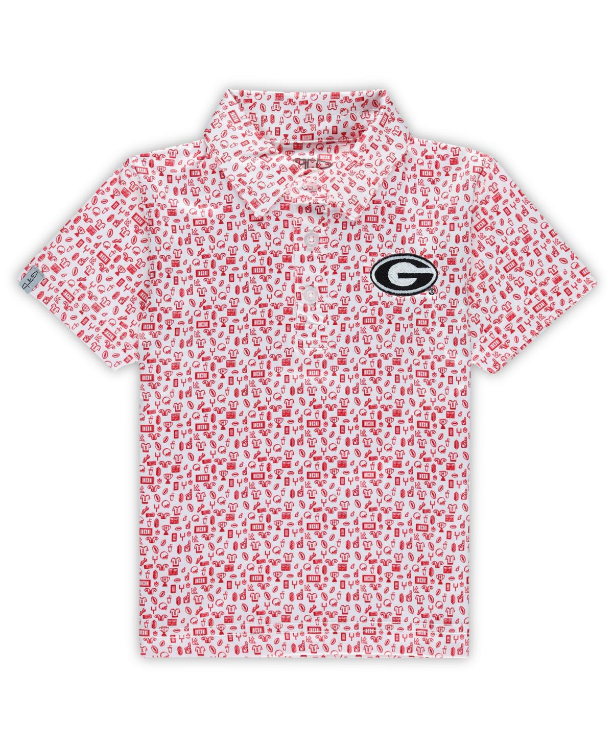 Garb Babies' Toddler Boys And Girls  White Georgia Bulldogs Crew All-over Print Polo Shirt
